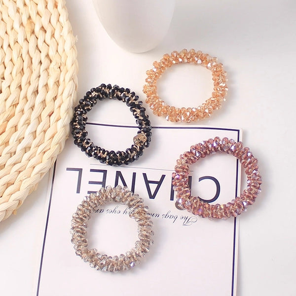 Women's Basic Simple Style Solid Color Crystal Hair Tie