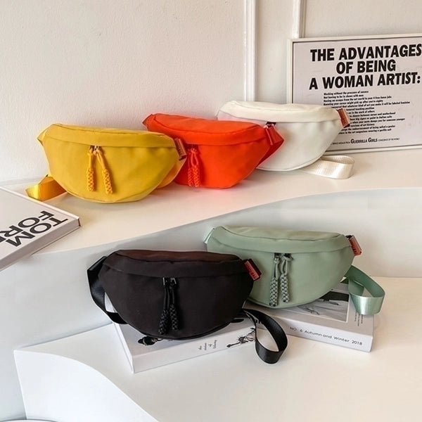 Women's Basic Solid Color Nylon Waist Bags