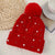 Women's Basic Sweet Simple Style Solid Color Pom Poms Pearl Eaveless Wool Cap