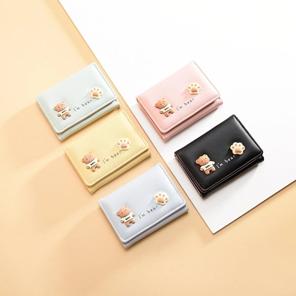 Women's Bear Pu Leather Buckle Wallets