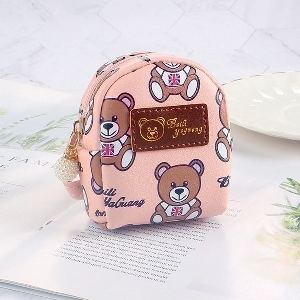 Women's Bear Pu Leather Zipper Coin Purses