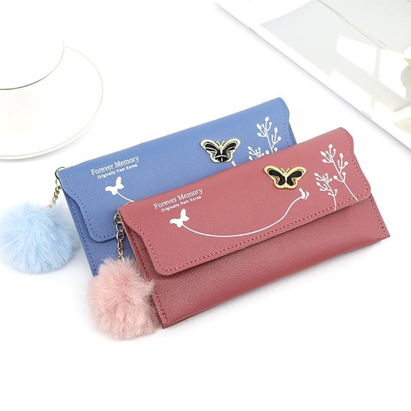 Women's Butterfly Pu Leather Magnetic Buckle Wallets