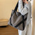 Women's Canvas Color Block Preppy Style Classic Style Sewing Thread Square Zipper Shoulder Bag