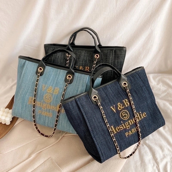 Women's Canvas Denim Fashion Tote Bag