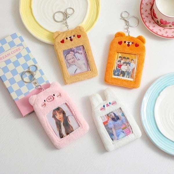 Women's Cartoon Plush Open Card Holders