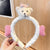 Women's Cartoon Style Cute Bear Flower Antlers Plush Handmade Hair Band