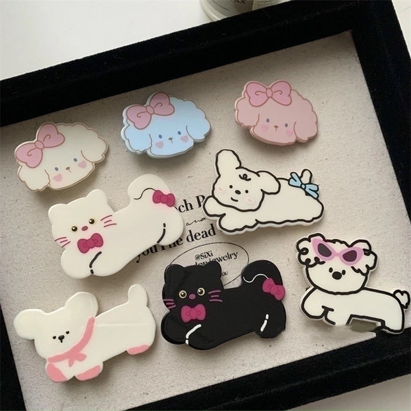 Women's Cartoon Style Cute Dog Cat Arylic Hair Clip