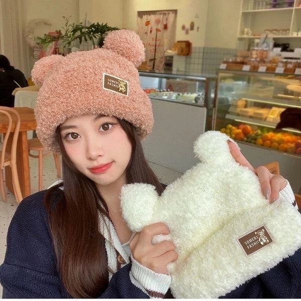 Women's Cartoon Style Cute Minimalist Solid Color Eaveless Wool Cap