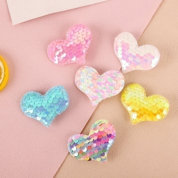 Women's Cartoon Style Heart Shape Cloth Sequins Hair Clip Hair Band