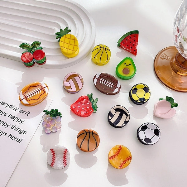 Women's Cartoon Style Sweet Fruit Basketball Football Acetic Acid Sheets Hair Clip