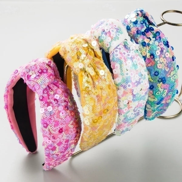 Women's Casual Cute Sweet Flower Cloth Sequins Appliques Hair Band