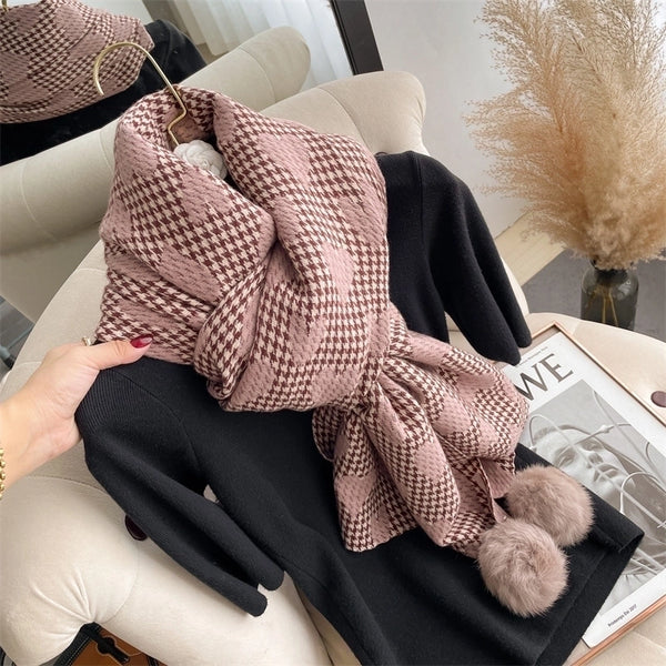 Women's Casual Elegant Houndstooth Heart Shape Polyester Printing Scarf