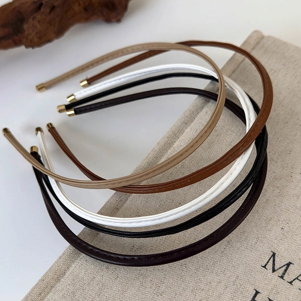 Women's Casual Elegant Simple Style Solid Color Pu Leather Hair Band