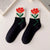 Women's Casual Flower Cotton Crew Socks A Pair