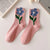 Women's Casual Flower Cotton Crew Socks A Pair