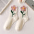 Women's Casual Flower Cotton Crew Socks A Pair