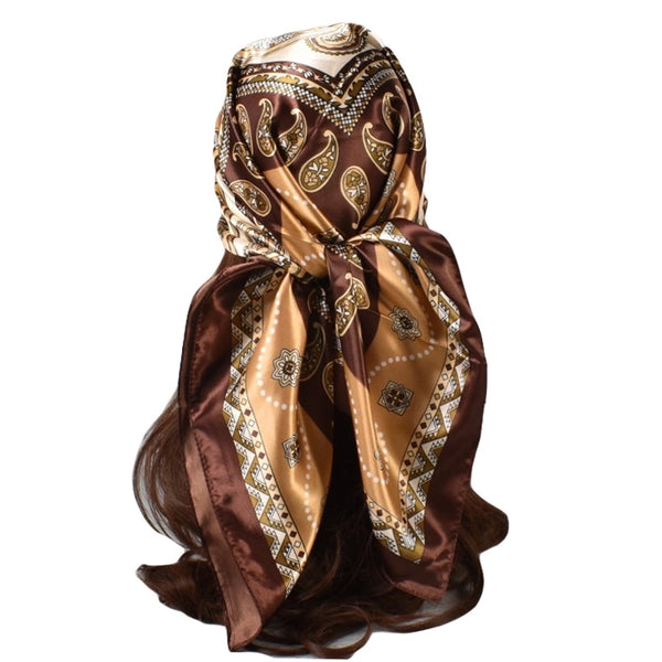 Women's Casual Flower Satin Silk Scarves