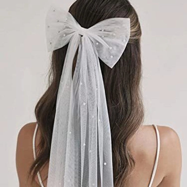 Women's Casual IG Style Bow Knot Pearl Birdcage Veils