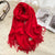 Women's Casual Simple Style Letter Rayon Polyester Tassel Scarf