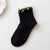 Women's Casual Solid Color Cotton Pearl Crew Socks A Pair