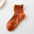 Women's Casual Solid Color Cotton Pearl Crew Socks A Pair