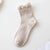 Women's Casual Solid Color Cotton Pearl Crew Socks A Pair