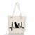 Women's Classic Style Cat Canvas Shopping Bags