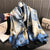 Women's Classic Style Color Block Satin Printing And Dyeing Flowers Silk Scarf