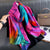 Women's Classic Style Color Block Satin Printing And Dyeing Flowers Silk Scarf