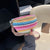 Women's Classic Style Color Block Straw Waist Bags