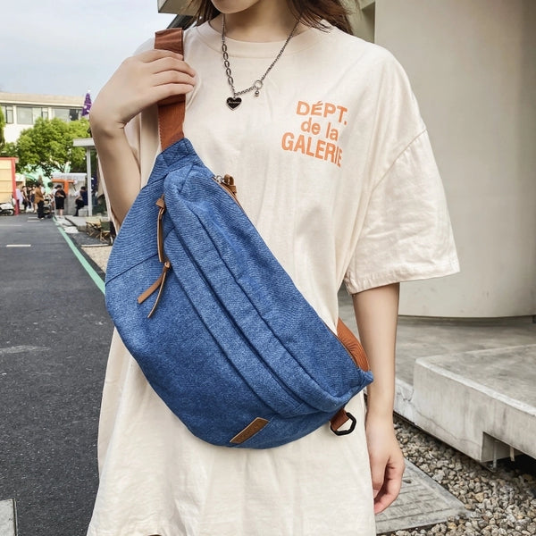 Women's Classic Style Solid Color Denim Waist Bags