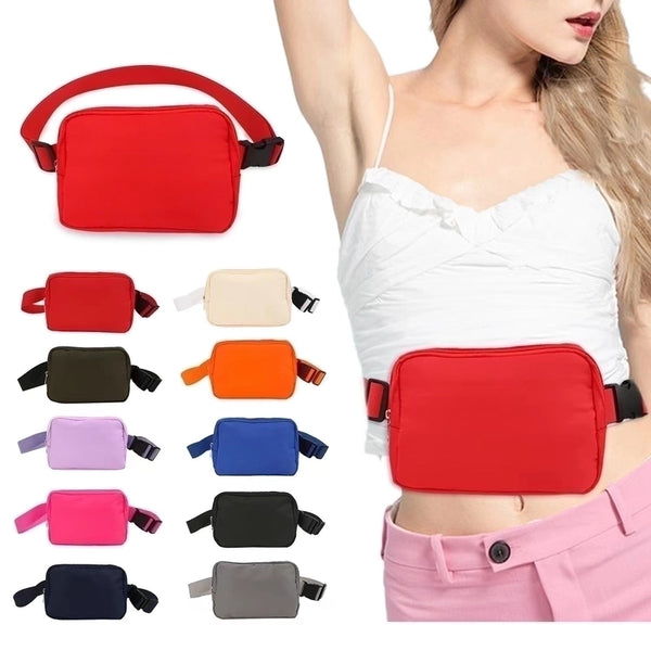 Women's Classic Style Solid Color Nylon Waterproof Waist Bags