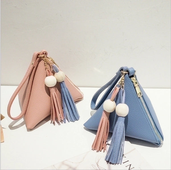 Women's Color Block Pu Leather Zipper Coin Purses