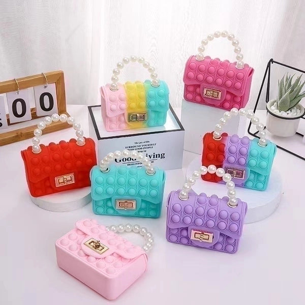 Women's Color Block Silica Gel Lock Clasp Coin Purses