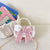 Women's Cotton And Linen Rabbit Flower Bow Knot Cute Pearls Square Flip Cover Crossbody Bag