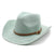 Women's Cowboy Style Solid Color Flat Eaves Straw Hat