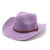 Women's Cowboy Style Solid Color Flat Eaves Straw Hat