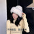 Women's Cute Antlers Ear Warap Eaveless Wool Cap Trapper Hat