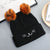 Women's Cute Cat Pom Poms Crimping Wool Cap