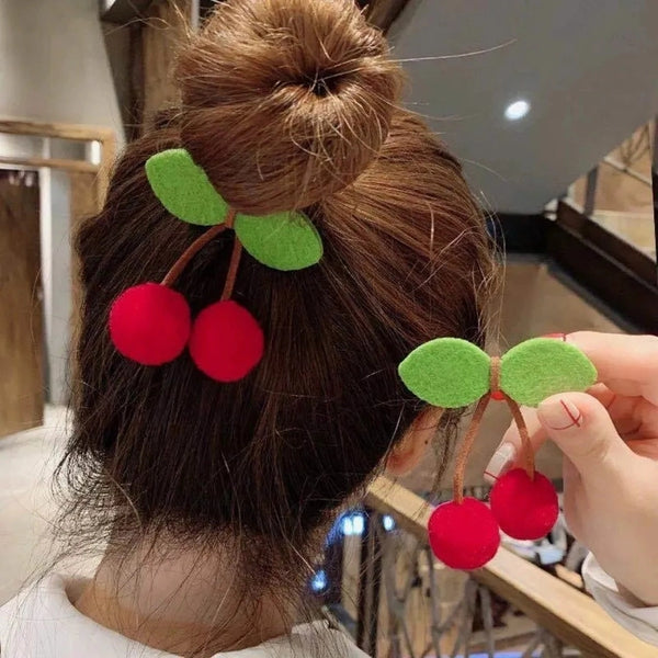 Women's Cute Cherry Plush Hair Clip