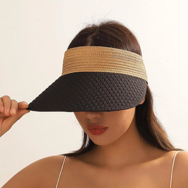 Women's Cute Color Block Elastic Band Curved Eaves Sun Hat