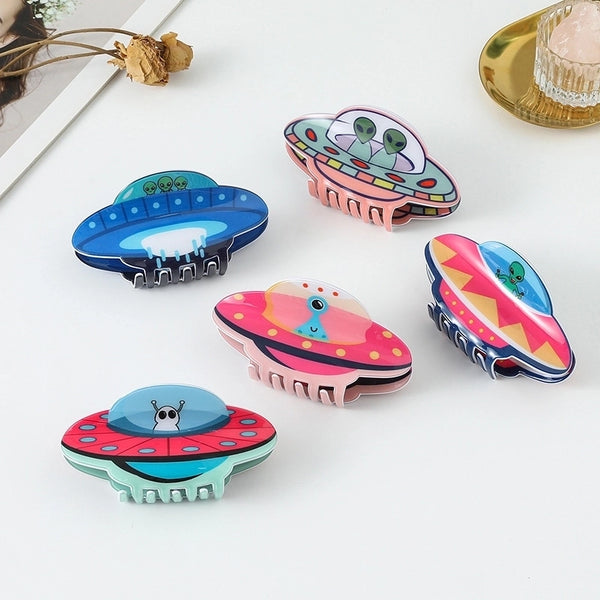 Women's Cute Funny  Spaceship PVC Hair Claws