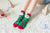 Women's Cute Santa Claus Christmas Socks Polyester Patchwork Crew Socks 1 Set