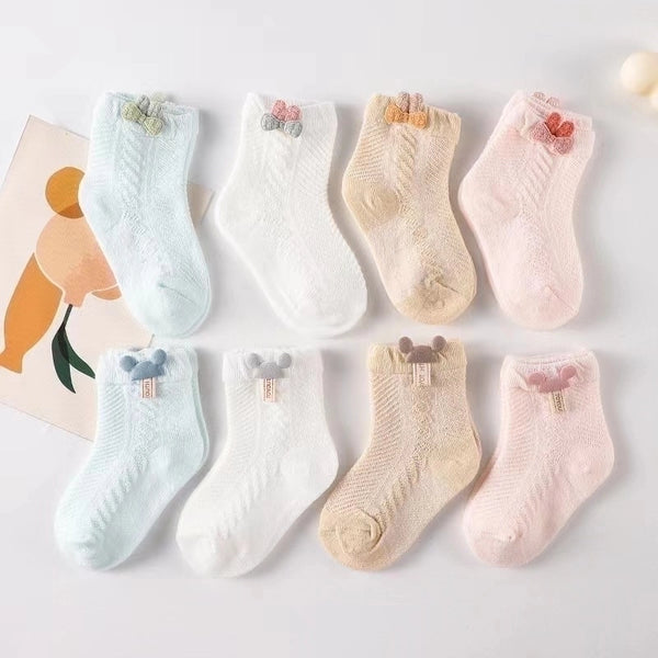 Women's Cute Stripe Cotton Mesh Crew Socks One Pair