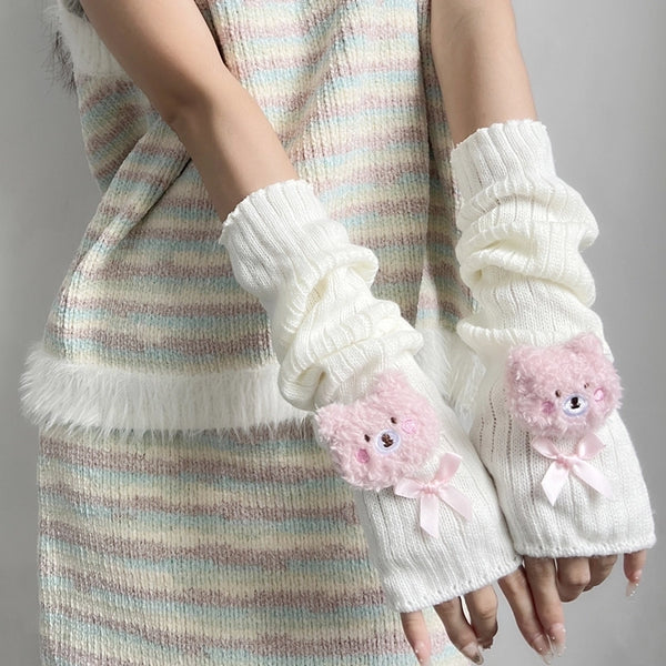 Women's Cute Sweet Animal Bow Knot Gloves Arm Sleeves