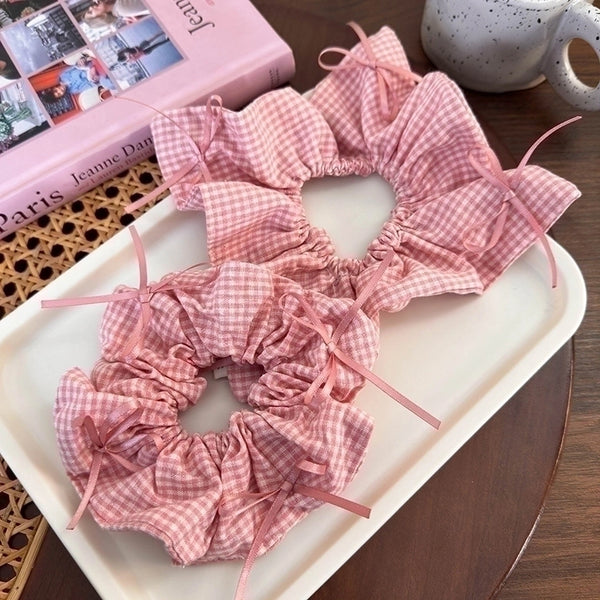 Women's Cute Sweet Artistic Lattice Bow Knot Cloth Hair Tie