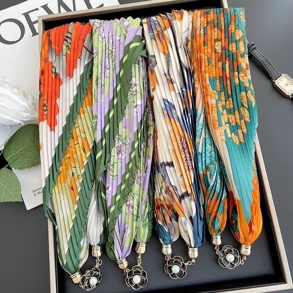 Women's Cute Sweet Minimalist Color Block Polyester Printing Silk Scarf