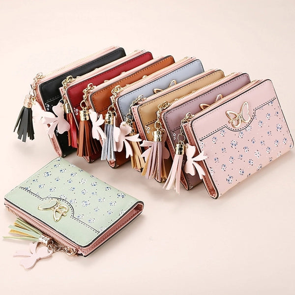 Women's Ditsy Floral Pu Leather Tassel Buckle Wallets