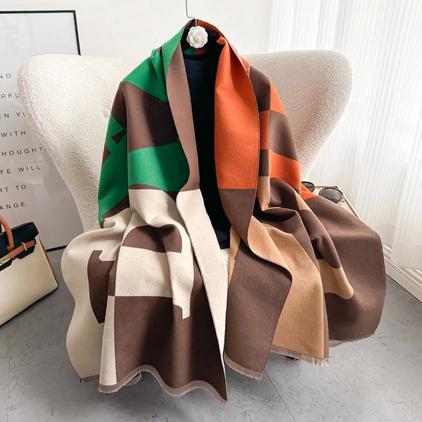 Women's Elegant Basic Color Block Viscose Fiber Scarf