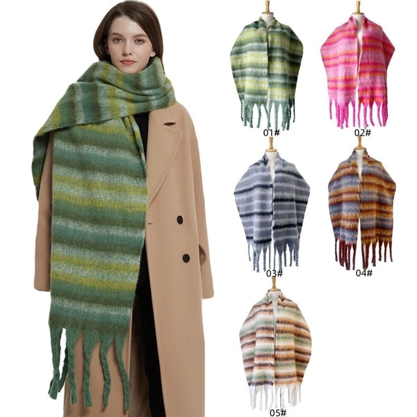 Women's Elegant Basic Stripe Polyester Scarf